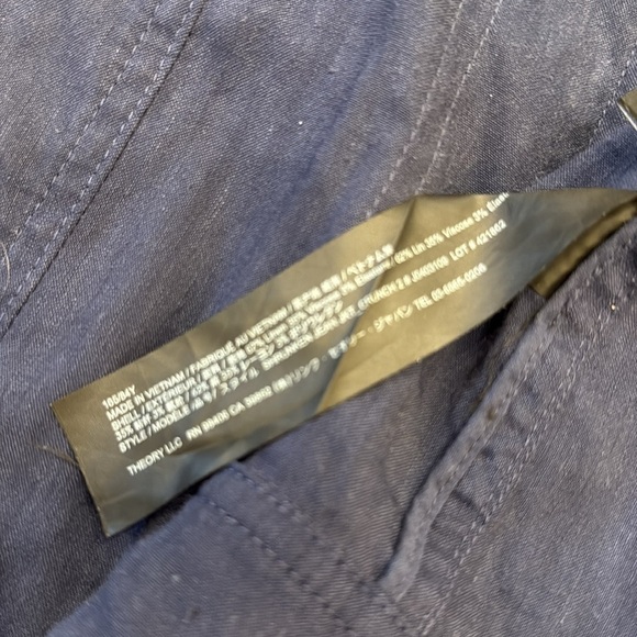 Theory Classic Navy Blue linen viscose zip blazer jacket sz small - Picture 6 of 6